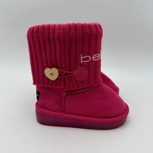 Bebe Girls' Size 10 Hot Pink Fold Over Microsuede Light Up Boots